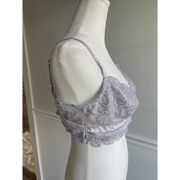 Free People Size M Bralette Metallic Lace Lavender Fairy Sheer Dainty Whimsigoth - Picture 2 of 9